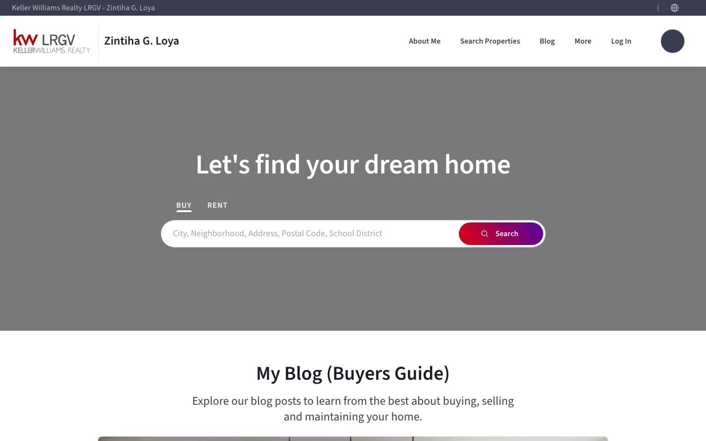 Zintiha Loya's previous Keller Williams agent page